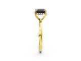 Yellow gold Fancy Black Asscher Cut Solitaire Diamond Ring with Prong Setting and Plain Band_2