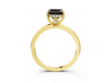 Yellow gold Fancy Black Asscher Cut Solitaire Diamond Ring with Prong Setting and Plain Band_3
