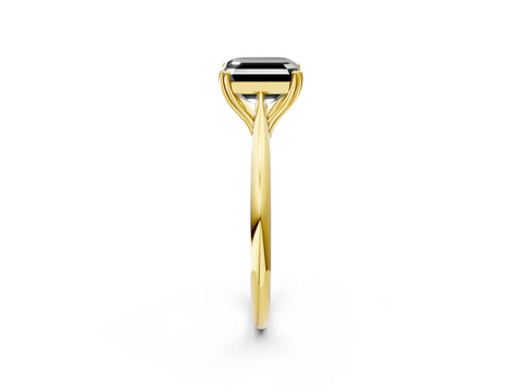 Yellow gold Fancy Black Asscher Cut Solitaire Diamond Ring with Six-Prong Setting and Classic Band_2