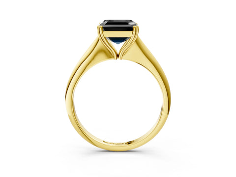 Yellow gold Fancy Black Asscher Cut Solitaire Diamond Ring with Six-Prong Setting and Classic Band_3