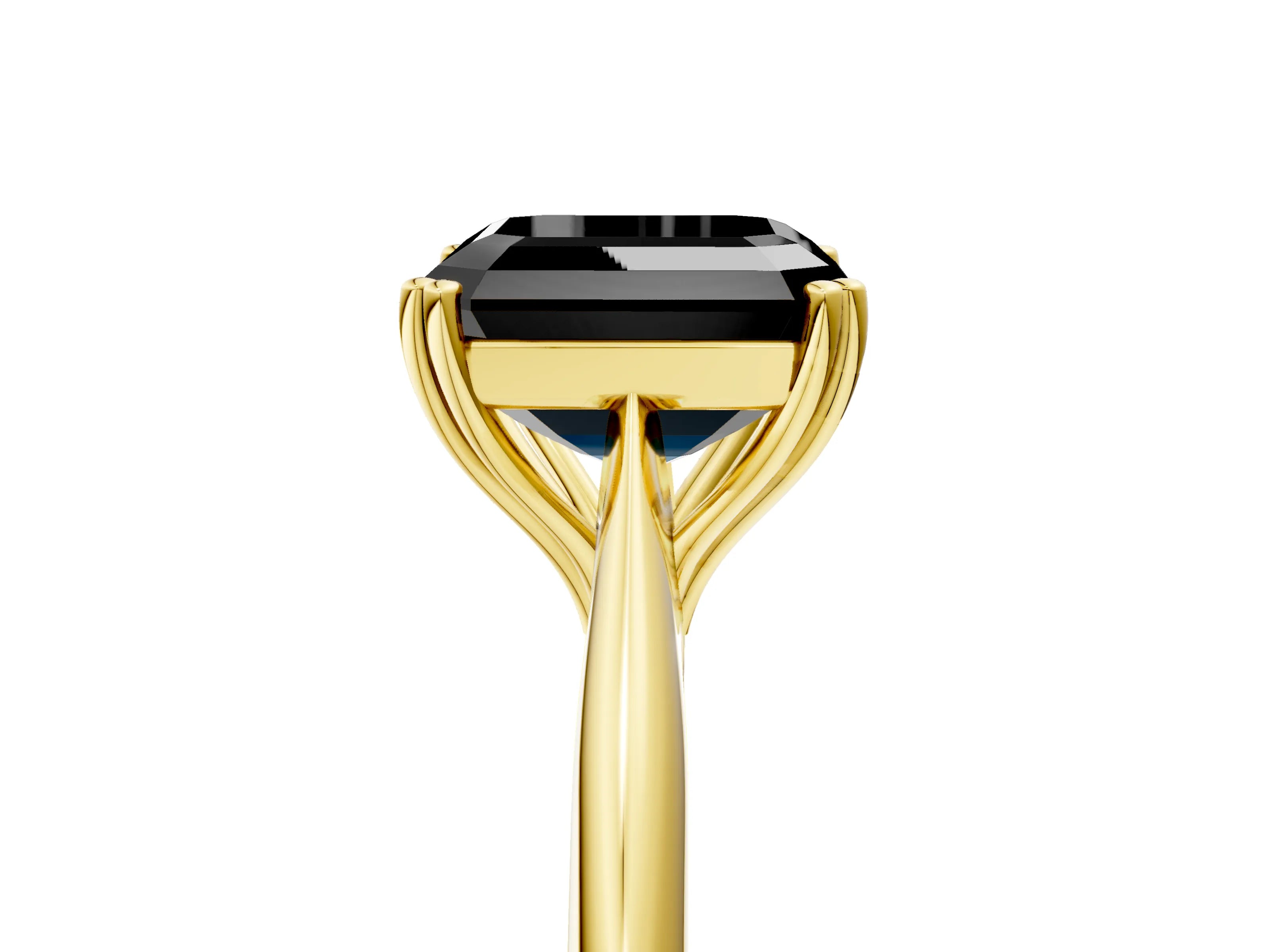 Yellow gold Fancy Black Asscher Cut Solitaire Diamond Ring with Six-Prong Setting and Classic Band_5
