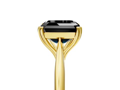 Yellow gold Fancy Black Asscher Cut Solitaire Diamond Ring with Six-Prong Setting and Classic Band_5