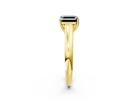 Yellow gold Fancy Black Asscher Cut Solitaire Engagement Ring with Tapered Band and Four-Prong Setting_5