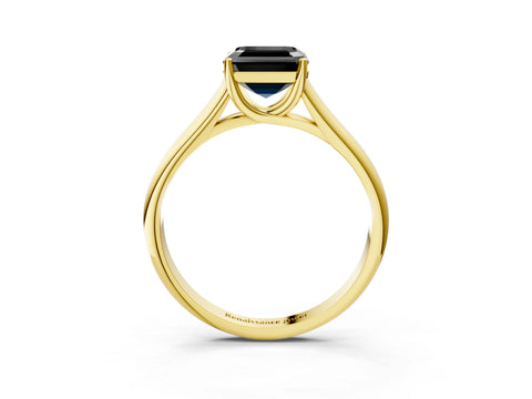 Yellow gold Fancy Black Asscher Cut Solitaire Engagement Ring with Tapered Band and Four-Prong Setting_6