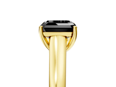 Yellow gold Fancy Black Asscher Cut Solitaire Engagement Ring with Tapered Band and Four-Prong Setting_8