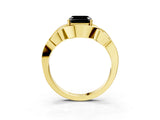 Yellow gold Fancy Black Asscher Cut Solitaire Intertwined Band Prong Setting Ring_3