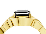 Yellow gold Fancy Black Asscher Cut Solitaire Intertwined Band Prong Setting Ring_4