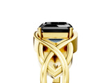 Yellow gold Fancy Black Asscher Cut Solitaire Intertwined Band Prong Setting Ring_5