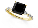 Yellow gold Fancy Black Asscher Cut Solitaire Marquise Side Stone Prong Setting Ring_1