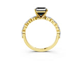 Yellow gold Fancy Black Asscher Cut Solitaire Marquise Side Stone Prong Setting Ring_3
