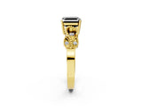 Yellow gold Fancy Black Asscher Cut Solitaire Milgrain Leaf Band with Prong Setting_14