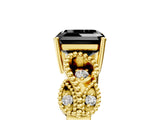Yellow gold Fancy Black Asscher Cut Solitaire Milgrain Leaf Band with Prong Setting_17
