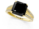 Yellow gold Fancy Black Asscher Cut Solitaire Split Shank Pavé Diamond Engagement Ring_1