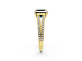 Yellow gold Fancy Black Asscher Cut Solitaire Split Shank Pavé Diamond Engagement Ring_2