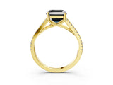 Yellow gold Fancy Black Asscher Cut Solitaire Split Shank Pavé Diamond Engagement Ring_3