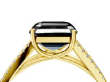 Yellow gold Fancy Black Asscher Cut Solitaire Split Shank Pavé Diamond Engagement Ring_4