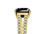 Yellow gold Fancy Black Asscher Cut Solitaire Split Shank Pavé Diamond Engagement Ring_5