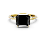 Yellow gold Fancy Black Asscher Cut Solitaire Split Shank Pave Diamond Engagement Ring with Four-Prong Setting_24