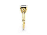 Yellow gold Fancy Black Asscher Cut Solitaire Split Shank Pave Diamond Engagement Ring with Four-Prong Setting_26