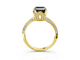 Yellow gold Fancy Black Asscher Cut Solitaire Split Shank Pave Diamond Engagement Ring with Four-Prong Setting_27