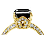 Yellow gold Fancy Black Asscher Cut Solitaire Split Shank Pave Diamond Engagement Ring with Four-Prong Setting_28