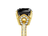 Yellow gold Fancy Black Asscher Cut Solitaire Split Shank Pave Diamond Engagement Ring with Four-Prong Setting_29