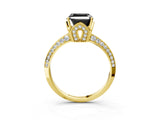 Yellow gold Fancy Black Asscher Cut Solitaire Split Shank Pave Diamond Engagement Ring with Four-Prong Setting_3