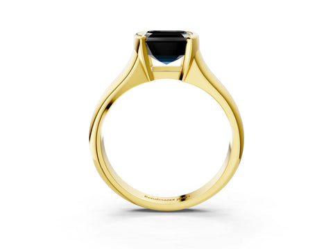 Yellow gold Fancy Black Asscher Cut Solitaire Tension Set Diamond Ring with Split Shank Band_3