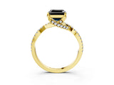 Yellow gold Fancy Black Asscher Cut Solitaire Twist Pave Diamond Engagement Ring with Prong Setting_27