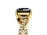 Yellow gold Fancy Black Asscher Cut Solitaire Twist Pave Diamond Engagement Ring with Prong Setting_5