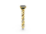 Yellow gold Fancy Black Asscher Cut Solitaire Twisted Band with Pavé Accents and Four-Prong Setting_2