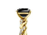 Yellow gold Fancy Black Asscher Cut Solitaire Twisted Band with Pavé Accents and Four-Prong Setting_5