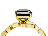 Yellow gold Fancy Black Asscher Cut Solitaire Twisted Pave Band with Four-Prong Setting_19