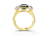 Yellow gold Fancy Black Asscher Cut Three-Stone Diamond Ring with Prong Setting on a Classic Band_15
