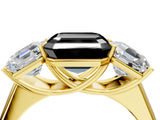 Yellow gold Fancy Black Asscher Cut Three-Stone Diamond Ring with Prong Setting on a Classic Band_16