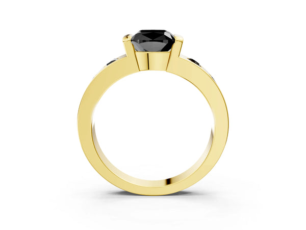 Yellow Gold Cushion Cut Tension Style Engagement Ring Setting for Black Center