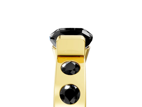Yellow gold Fancy Black Cushion Cut Brilliant Channel-Set Diamond Ring with Bezel Prong Setting_5