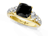 Yellow gold Fancy Black Cushion Cut Brilliant Diamond Pavé Band with Six-Prong Setting_13