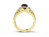Yellow gold Fancy Black Cushion Cut Brilliant Diamond Pavé Band with Six-Prong Setting_15
