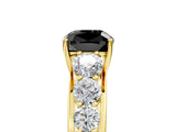 Yellow gold Fancy Black Cushion Cut Brilliant Diamond Pavé Band with Six-Prong Setting_17