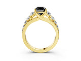 Yellow gold Fancy Black Cushion Cut Brilliant Diamond Pavé Band with Six-Prong Setting_3