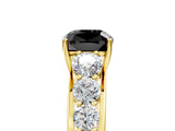 Yellow gold Fancy Black Cushion Cut Brilliant Diamond Pavé Band with Six-Prong Setting_5
