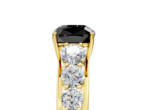 Yellow gold Fancy Black Cushion Cut Brilliant Diamond Pavé Band with Six-Prong Setting_5