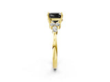 Yellow gold Fancy Black Cushion Cut Brilliant Diamond Solitaire Ring with Pear Side Stones and Four-Prong Setting_5