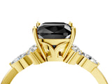 Yellow gold Fancy Black Cushion Cut Brilliant Diamond Solitaire Ring with Pear Side Stones and Four-Prong Setting_7