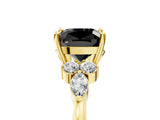 Yellow gold Fancy Black Cushion Cut Brilliant Diamond Solitaire Ring with Pear Side Stones and Four-Prong Setting_8