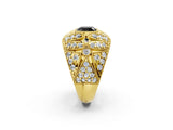 Yellow gold Fancy Black Cushion Cut Brilliant Halo Pave Diamond Milgrain Ring_2
