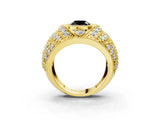 Yellow gold Fancy Black Cushion Cut Brilliant Halo Pave Diamond Milgrain Ring_3