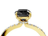 Yellow gold Fancy Black Cushion Cut Brilliant Pavé Band Solitaire with Four-Prong Setting_4