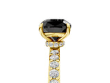 Yellow gold Fancy Black Cushion Cut Brilliant Pavé Band Solitaire with Four-Prong Setting_5